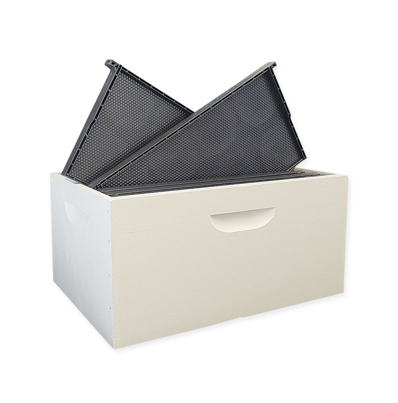 8F F/Depth Premium Finger Joint Box - Assembled Hot Wax Dipped & Painted plus 8 F/Depth Beemax Plastic Frames