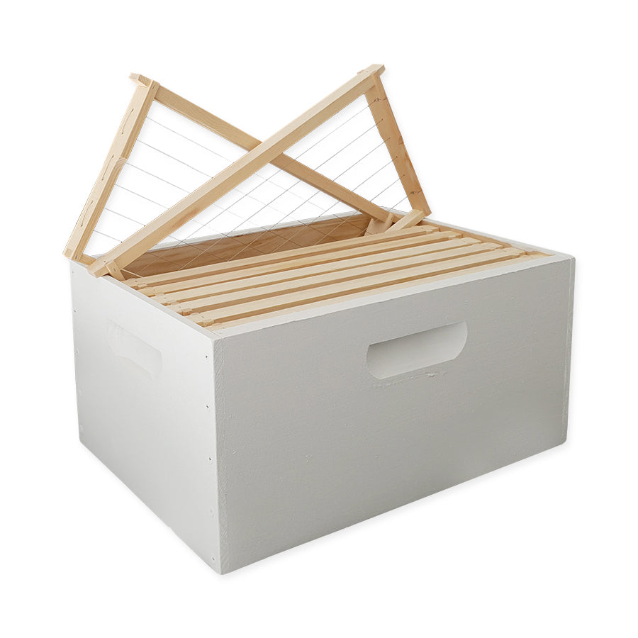 8F F/Depth Premium Finger Joint Box - Assembled Hot Wax Dipped & Painted plus 8 SS 6-Wire Frames